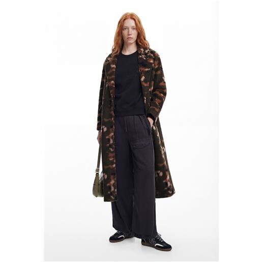 Desigual, cappotto lungo stampato, outlet, verde, l