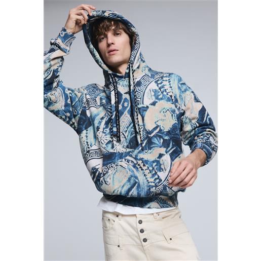 Desigual, felpa mosaico, uomo, cotone, blu, l
