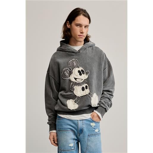 Desigual, felpa con cappuccio mickey disney, uomo, cotone, nero, l