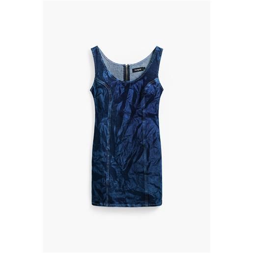 Desigual, abito in denim stampato, cotone, blu, l