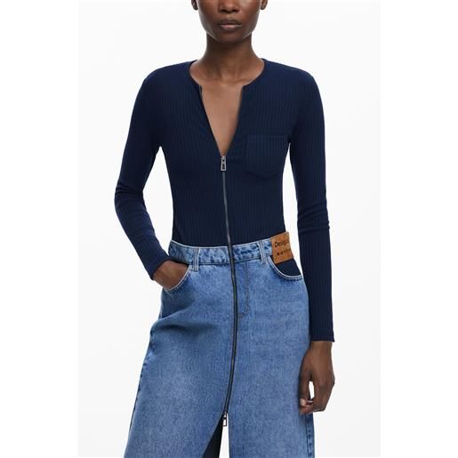Desigual, abito lungo in denim botter, blu, l