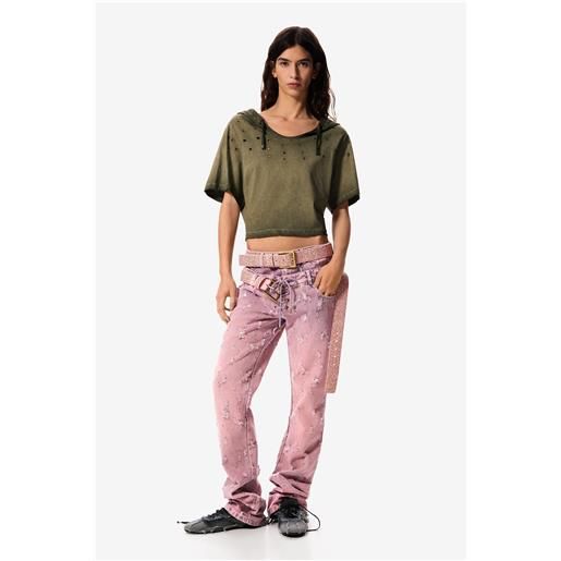 Desigual, pantaloni jeans masha popova, donna, cotone, rosso, 34