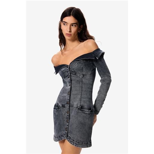 Desigual, vestito di jeans masha popova, donna, cotone, nero, s