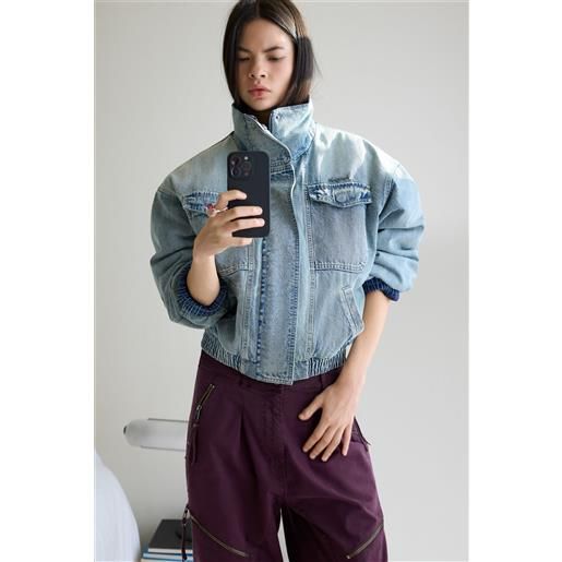 Desigual, giacca trucker reversibile, cotone, blu, xl