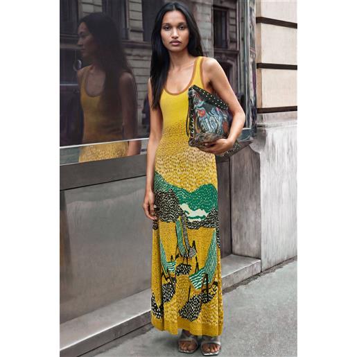 Desigual, abito jacquard con spalline, donna, giallo, l