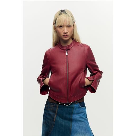 Desigual, giacca effetto pelle combinata, donna, poliuretano, rosso, l