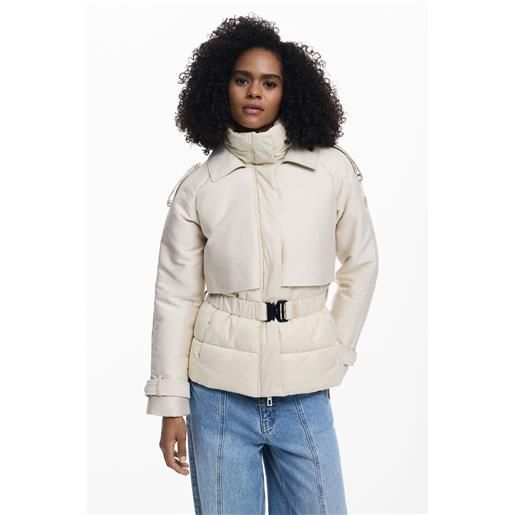 Desigual, cappotto imbottito ibrido, marrone, l