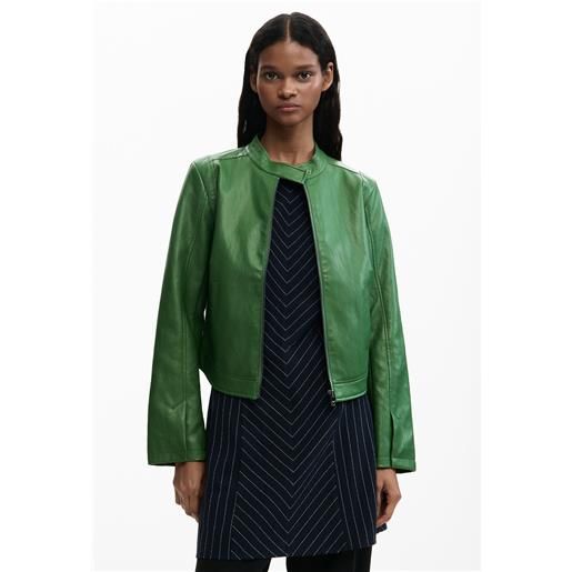 Desigual, giacca effetto pelle, poliuretano, verde, l