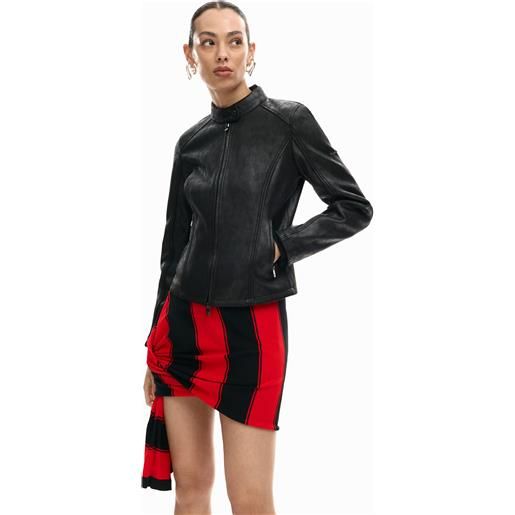 Desigual, giacca con collo alla coreana, donna, poliestere, nero, l