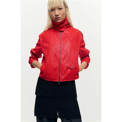 Desigual, giacca effetto pelle rossa, poliuretano, rosso, l