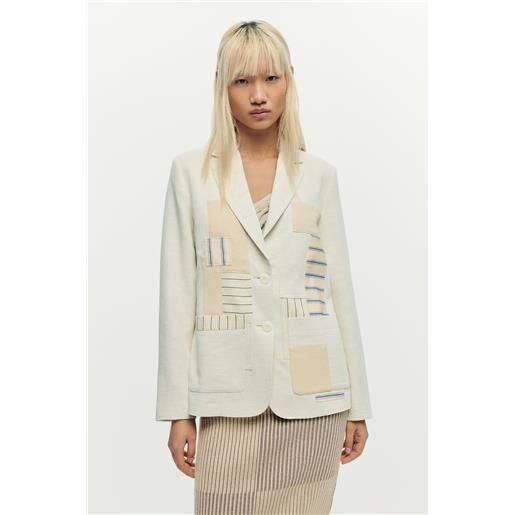 Desigual, giacca patchwork bianca, viscosa, bianco, l