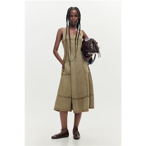 Desigual, vestito midi in lyocell con cuciture, donna, lyocell, marrone, xs
