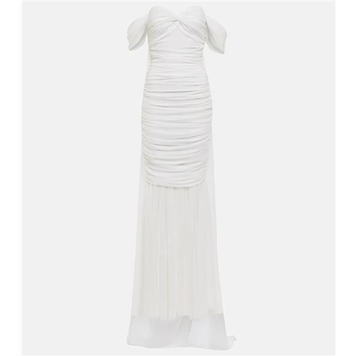 Norma Kamali abito lungo walter con scollo bardot