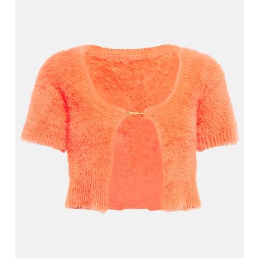 Jacquemus cardigan cropped la maille neve con logo