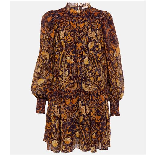 Ulla Johnson miniabito maja in chiffon con stampa