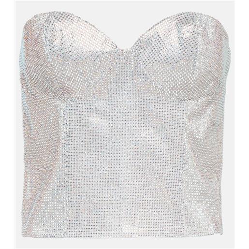 Costarellos bustier in misto seta con cristalli