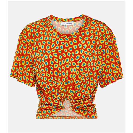 Rabanne top second skin con stampa leopardata