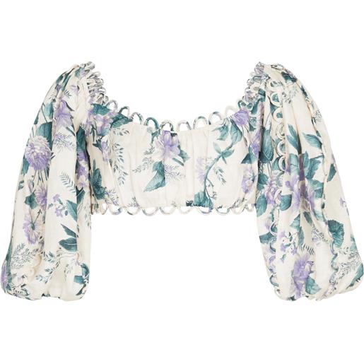 Zimmermann top cropped cassia con stampa floreale