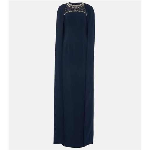 Jenny Packham abito lungo in crãªpe con mantella