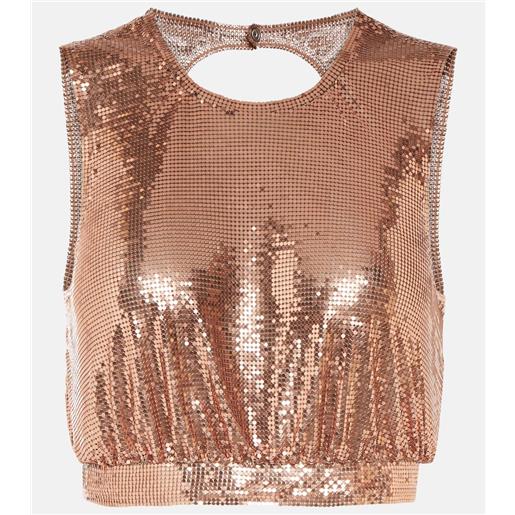 Rabanne top in mesh metallizzato