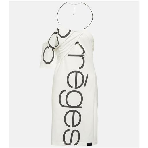 Courreges courrã¨ges miniabito in cotone con scollo bardot