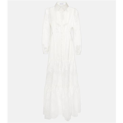 Self-Portrait abito lungo in cotone con pizzo