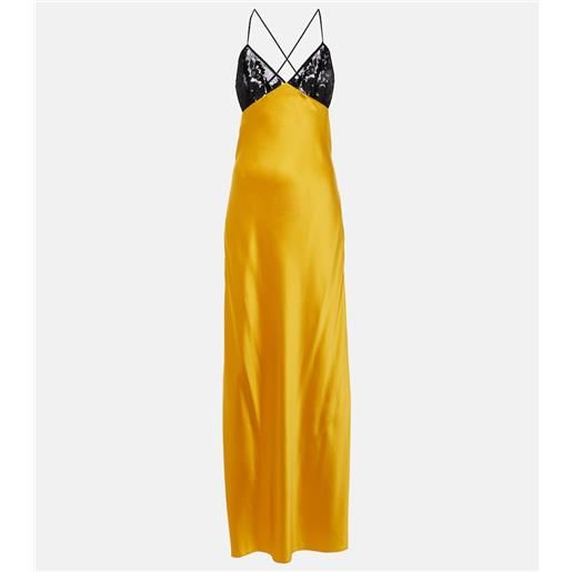 The Sei abito lungo in satin di seta con pizzo