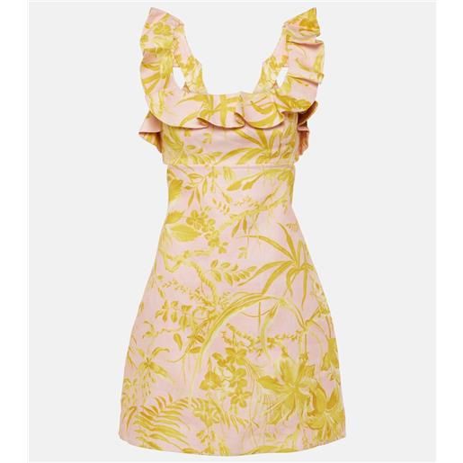 Zimmermann abito corto golden ruffle in lino