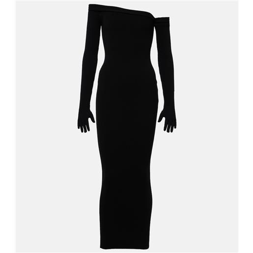 Jean Paul Gaultier abito lungo asimmetrico con scollo bardot