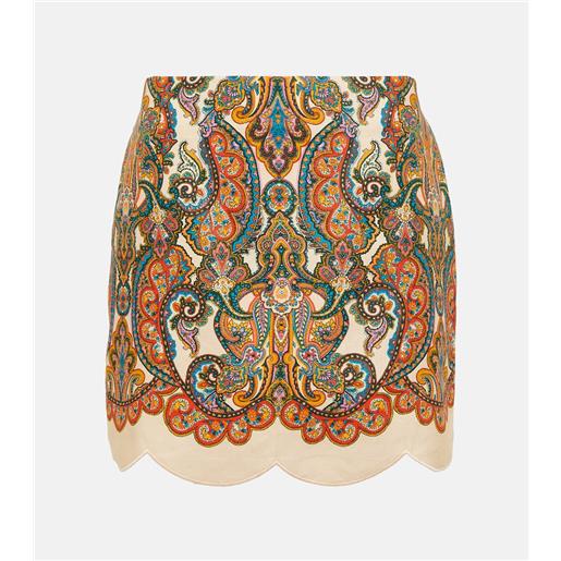 Zimmermann minigonna ottie in lino con stampa