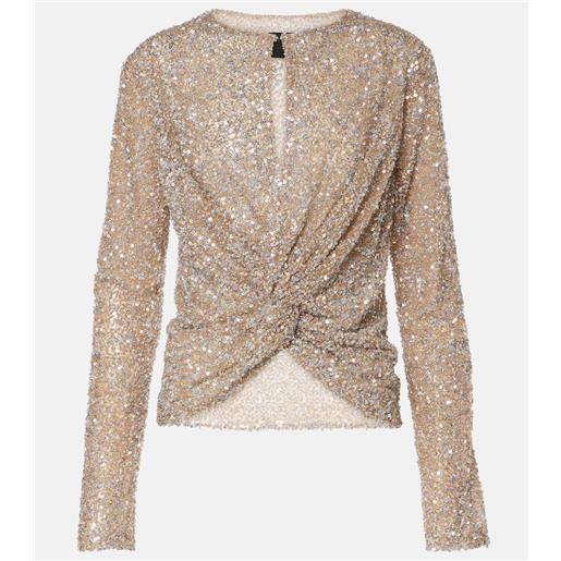 Costarellos top noa con cut-out e paillettes