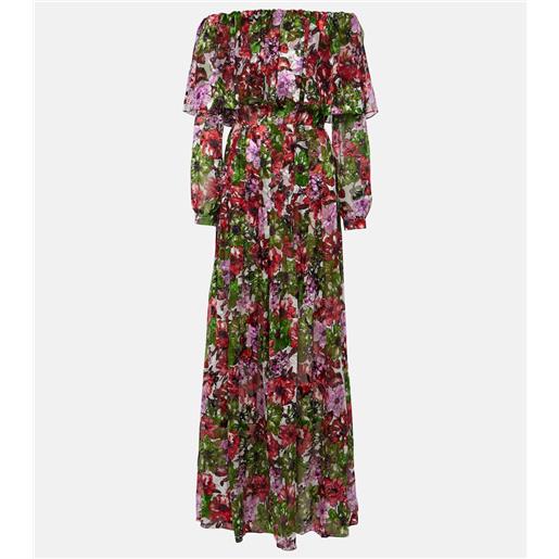 Costarellos abito lungo floria in chiffon