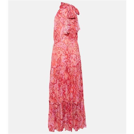 Rixo abito lungo neena in chiffon di seta