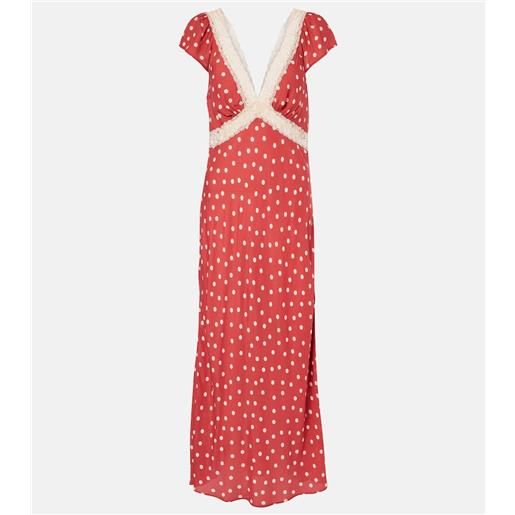 Rixo abito midi iggy in raso a pois con pizzo