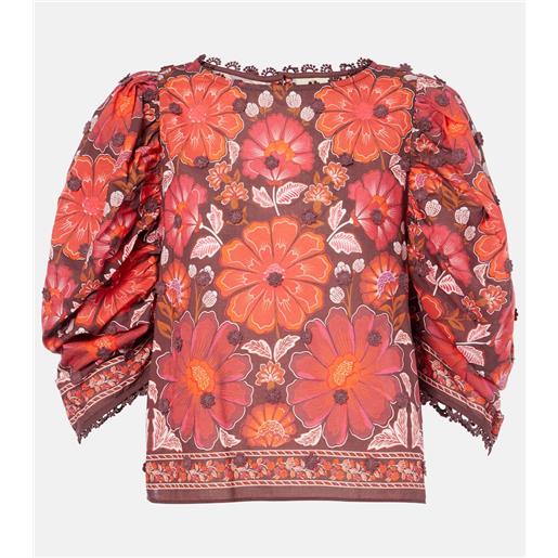 Farm Rio blusa gigi tapestry in cotone con stampa