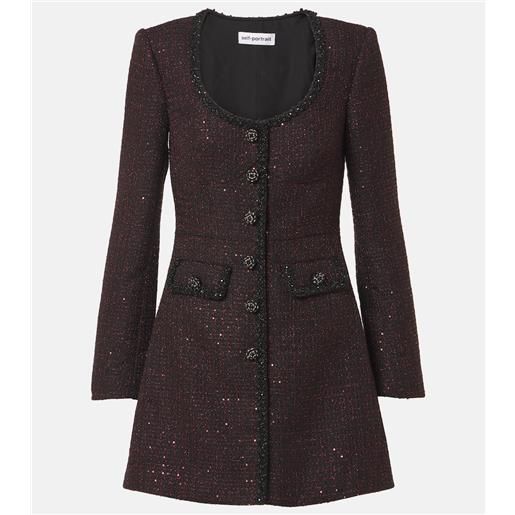 Self-Portrait abito corto in tweed con paillettes