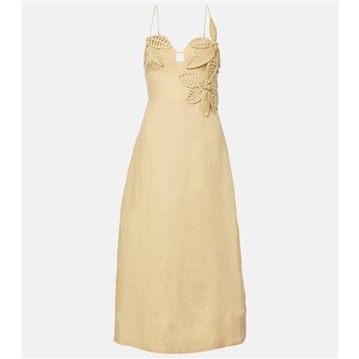 Farm Rio abito midi sand in lino