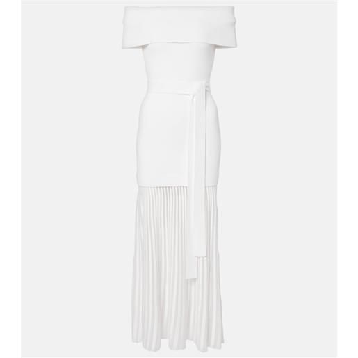Rebecca Vallance abito midi mariana in maglia off-shoulder