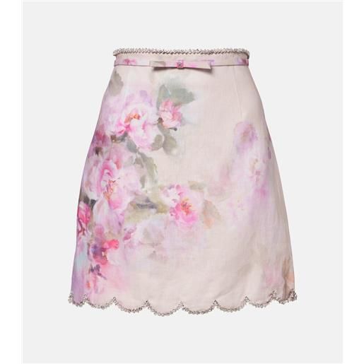Zimmermann minigonna crush in lino con stampa