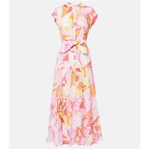 Poupette St Barth abito midi kora in cotone con stampa