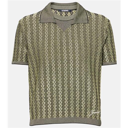 Jacquemus polo marino in jacquard