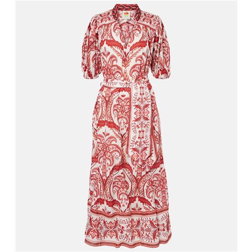 Farm Rio abito lungo tropical cameo in cotone con stampa paisley