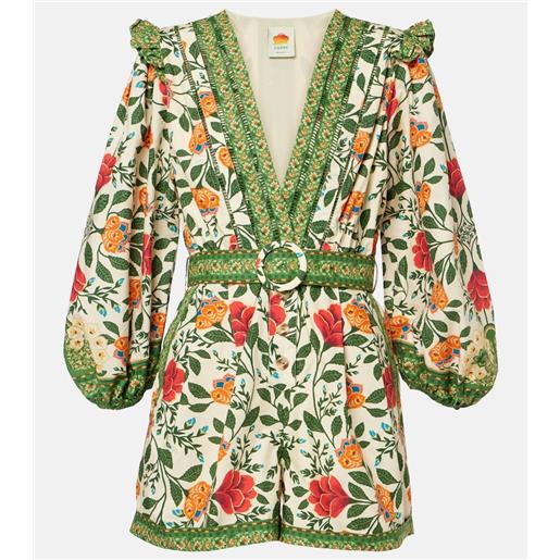 Farm Rio jumpsuit corta in cotone con cintura