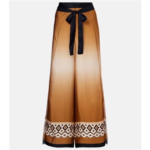 Max Mara pantaloni cropped in raso con stampa