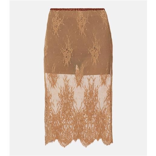 Jacques Wei gonna midi in pizzo con pelle