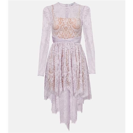 Self-Portrait abito corto in pizzo e raso