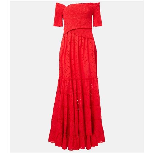 Poupette St Barth abito lungo soledad in cotone con stampa floreale