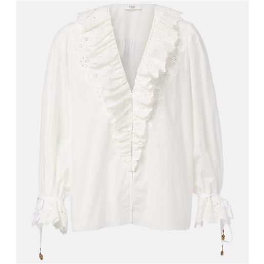 Chloe chloã© blusa in voile e sangallo di cotone