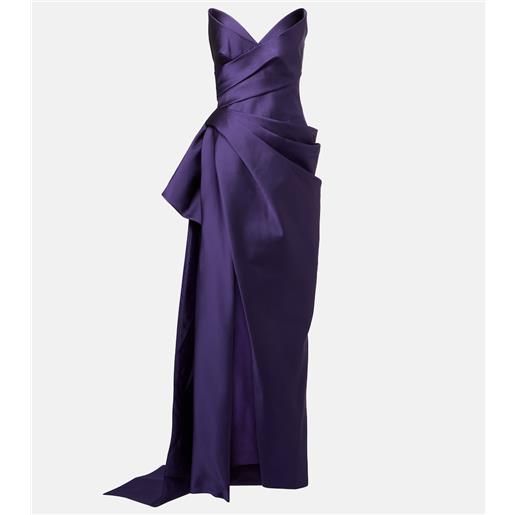 Abito Corto In Cotone Manica Corta Donna - Vestito Morbido Per Matrimonio E Festa - Viola Taglia M