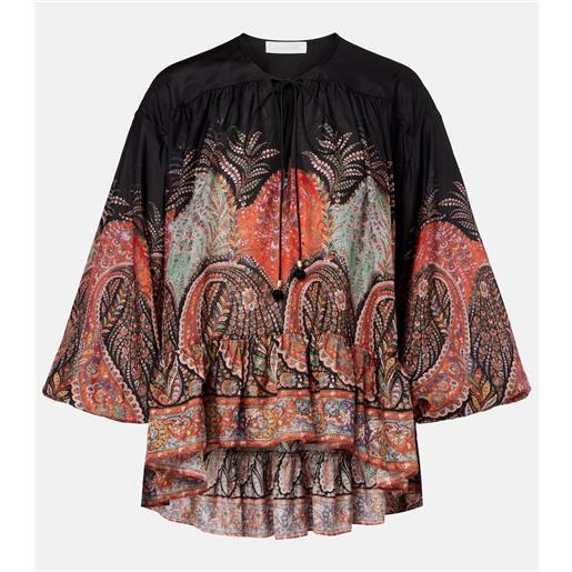 Zimmermann top rhiannon in seta con volant